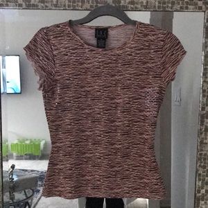 INC petite glamour top - Coral, pink & brown